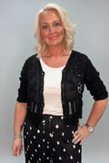 GRACE Crochet Button Front Cardigan Top