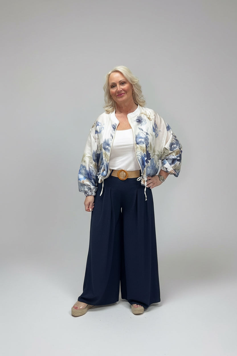 ELSA Wide Leg Pleated Trouser with Woven Belt