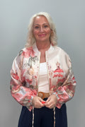 VENICE Print Bomber Jacket with Drawstring Waist