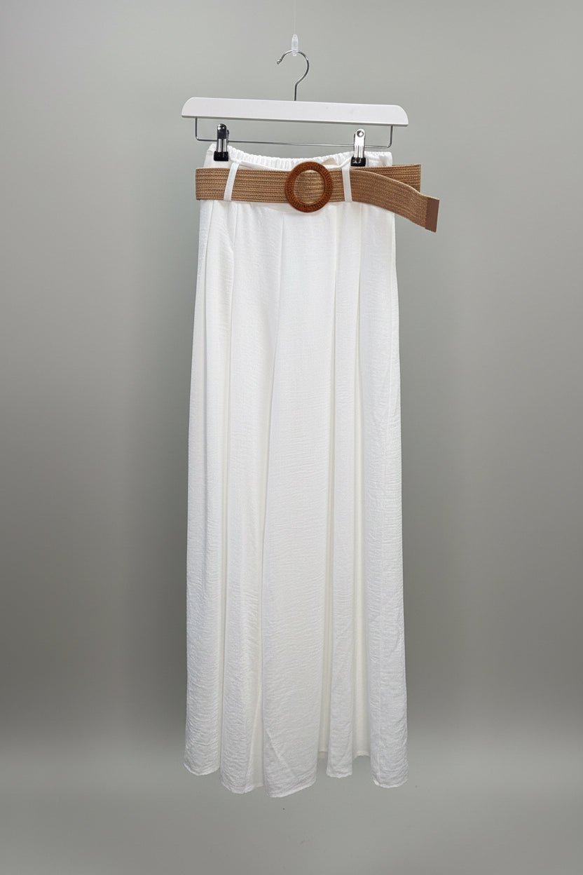 ELSA Wide Leg Pleated Trouser with Woven Belt