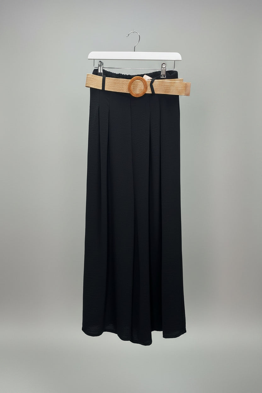 ELSA Wide Leg Pleated Trouser with Woven Belt