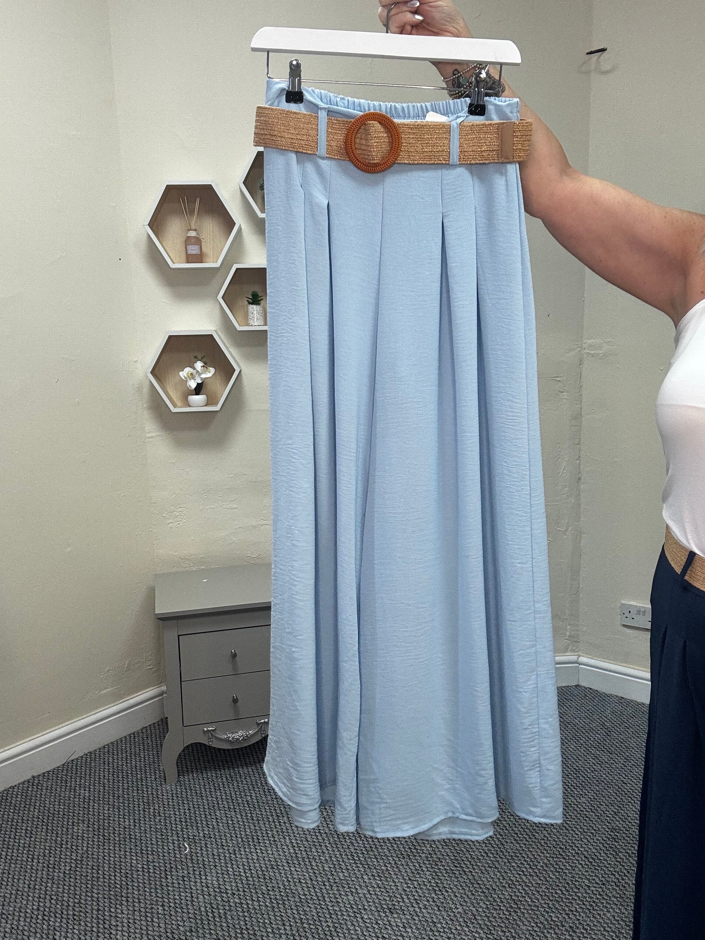 ELSA Wide Leg Pleated Trouser with Woven Belt