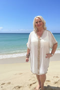 LIDA Embellished V-Neck Kaftan Cover Up
