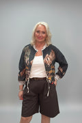 SANTORINI Semi-Sheer Drawstring Bomber Jacket
