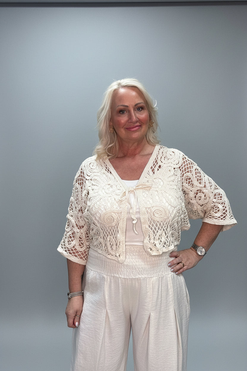 STEPHENIE Crochet Batwing Cardi Top