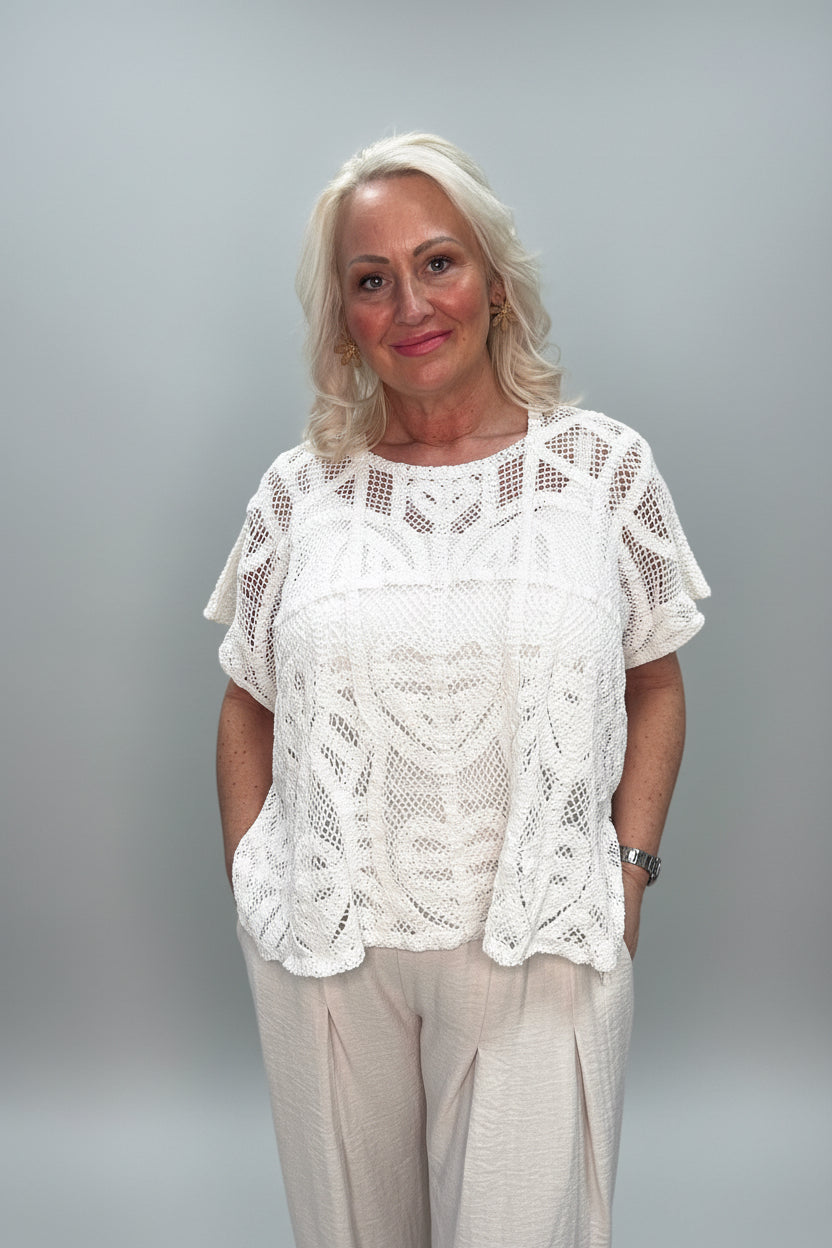 LARA Crochet Boho Tie Side Top