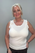SOFIE Ribbed Ruffle Trim Vest Top