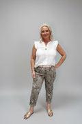 MARELLA Floral Stretch Trousers with Turn-Up Hem