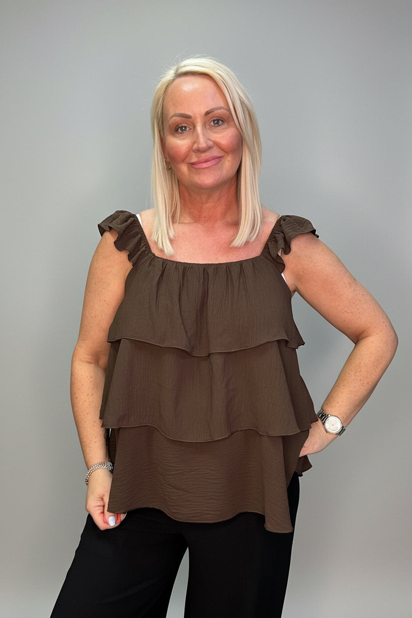 RITA Sleeveless Ruffle Layer Top