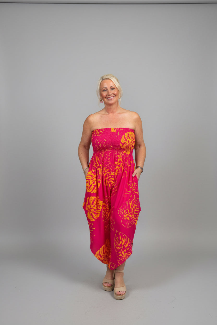 ZOE Cotton Harem Style Strapless Jumpsuit