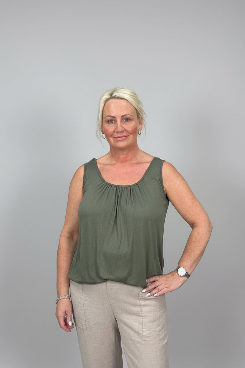 TINA Cotton Sleeveless Bubble Hem Vest
