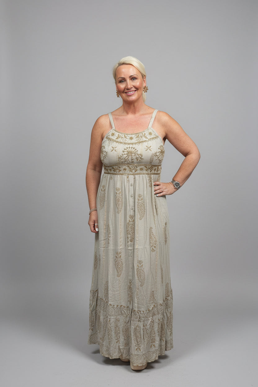 ALISHA Paisley Print Maxi Dress