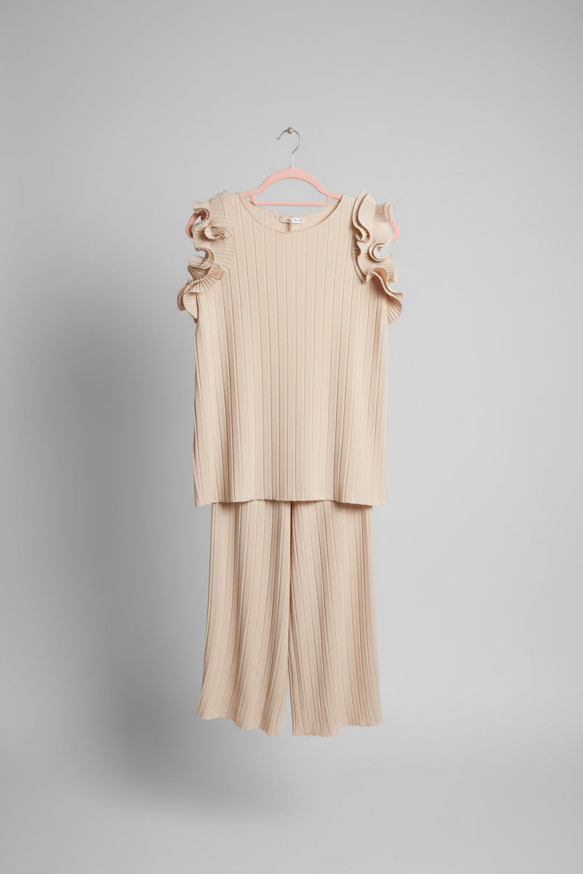 PIPA Ruffle Shoulder Pleated Co-Ord