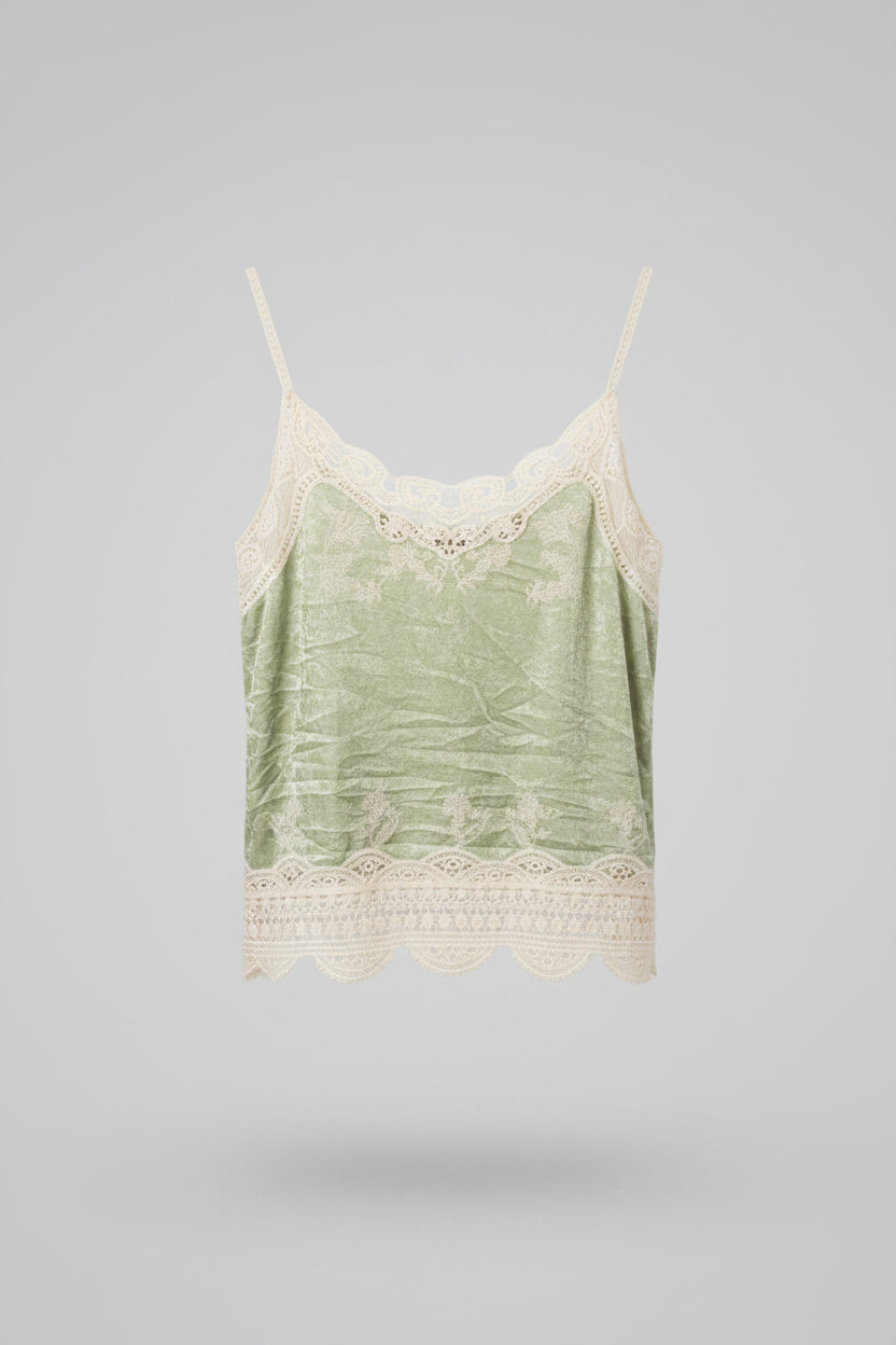CINDY Satin Feel Crochet Detail Cami Top