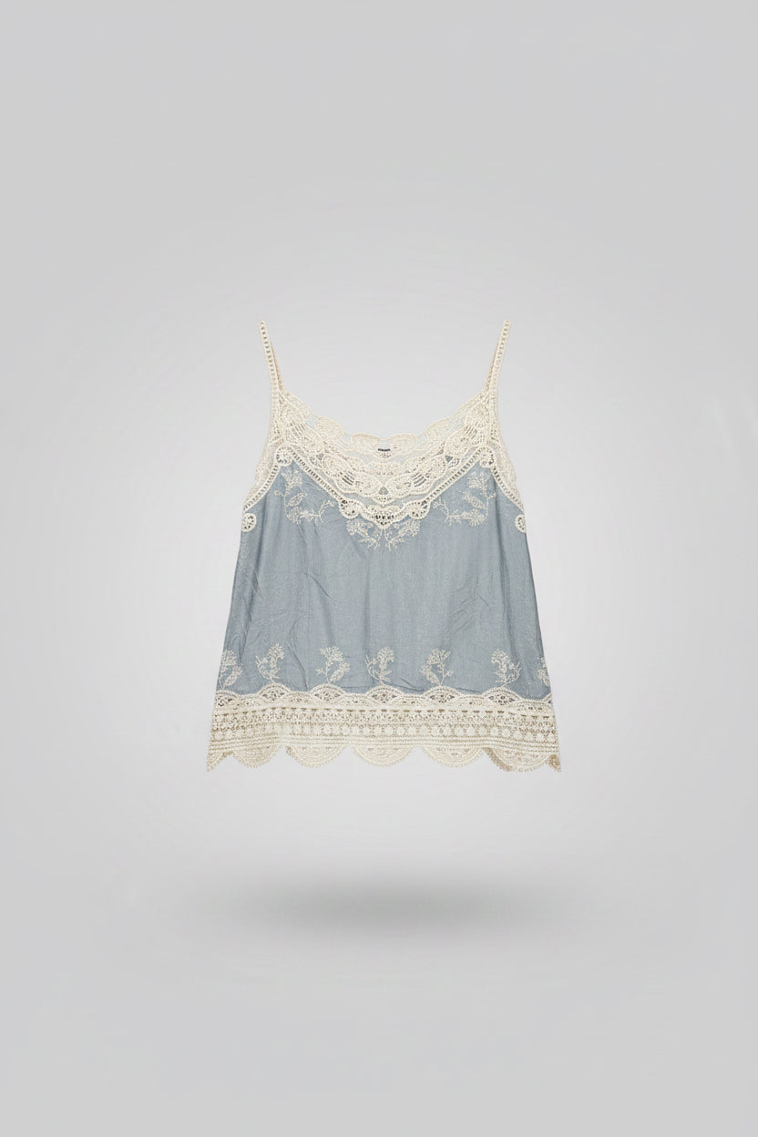 CINDY Satin Feel Crochet Detail Cami Top