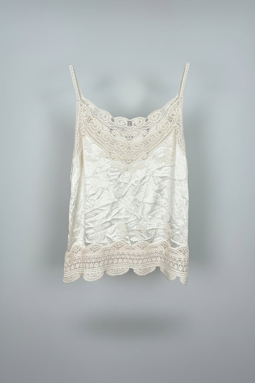 CINDY Satin Feel Crochet Detail Cami Top