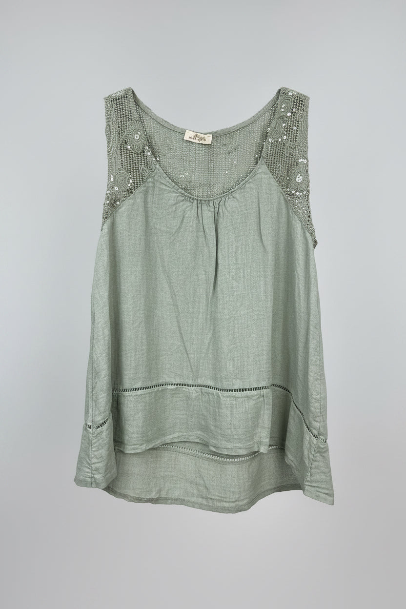 VALENCIA Detailed Linen Vest
