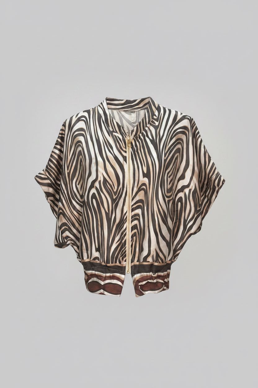 KIM Abstract Marble Print Bomber Jacket