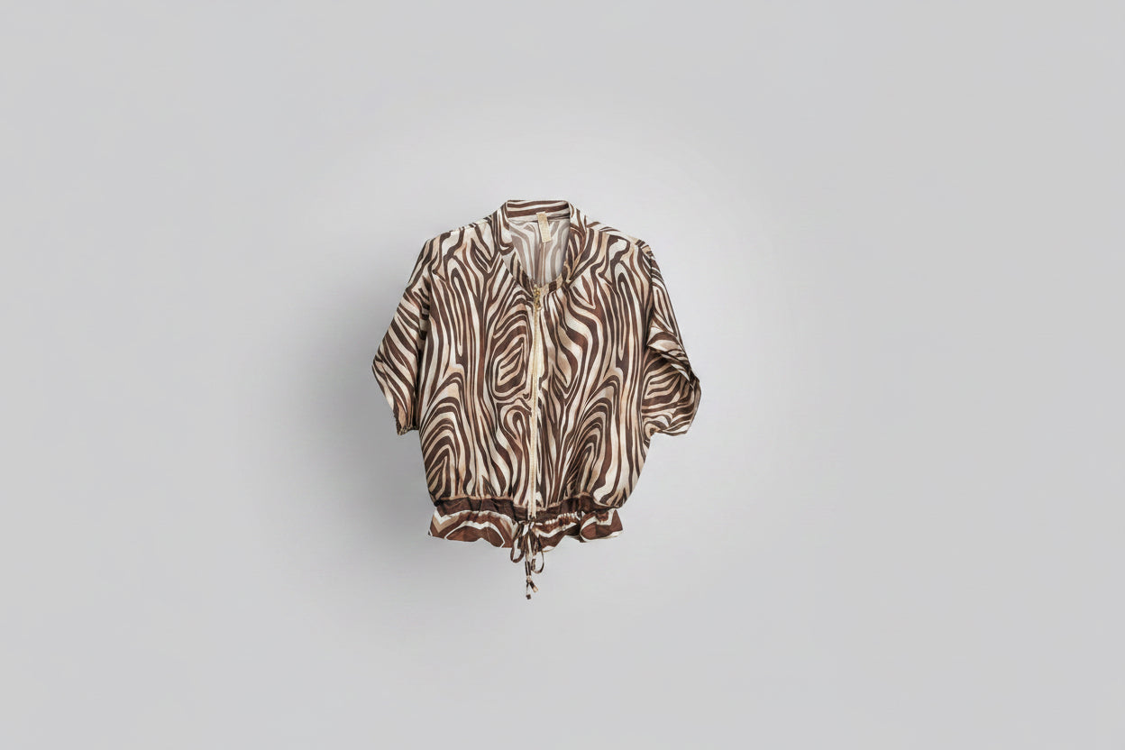 KIM Abstract Marble Print Bomber Jacket