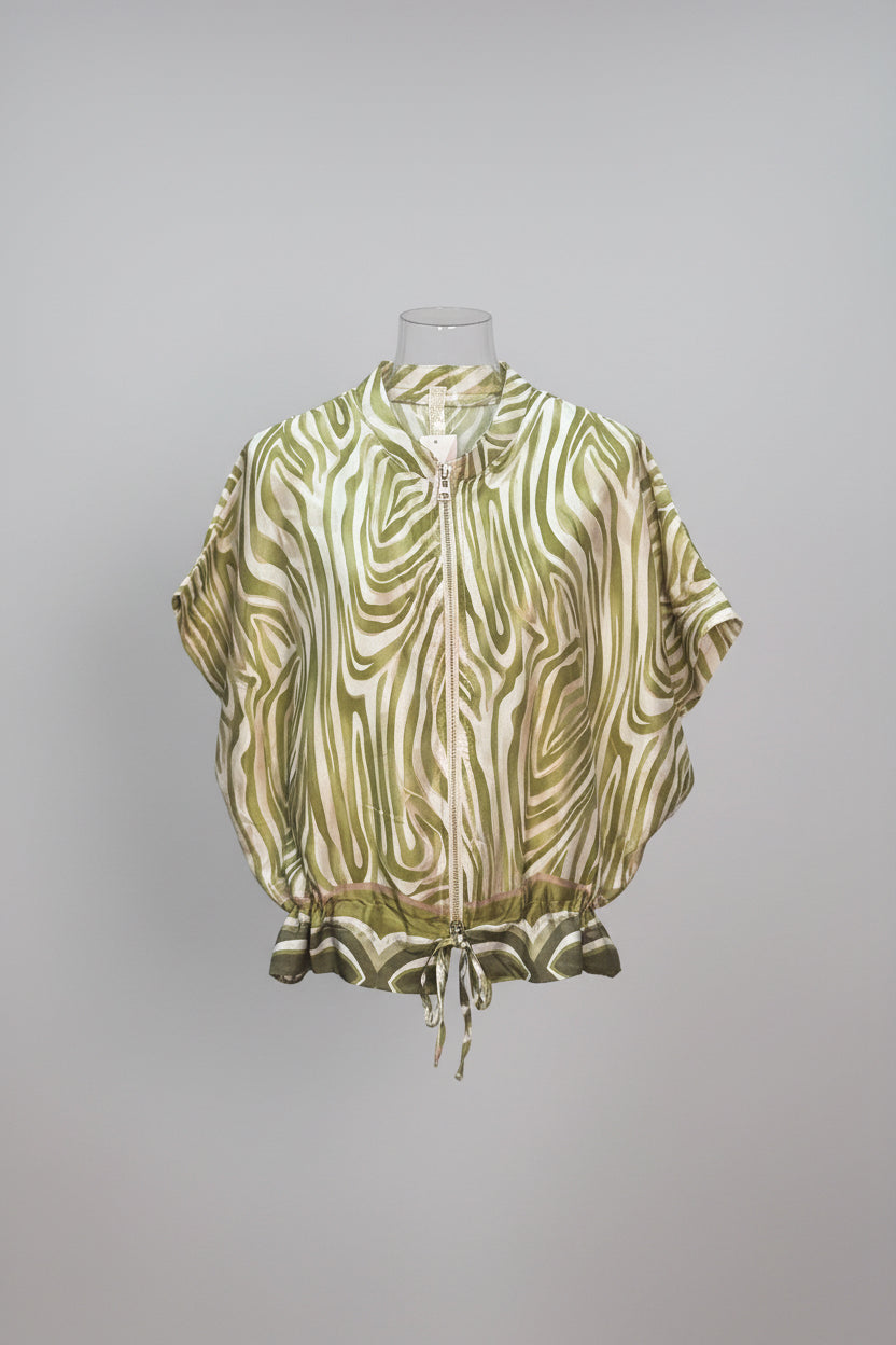 KIM Abstract Marble Print Bomber Jacket