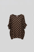 MEG Polka Dot Oversized Waffle Fabric Frill Sleeve Top