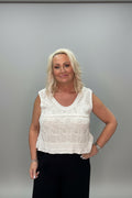 VICKY Lace Embellished Crochet Back Vest Top