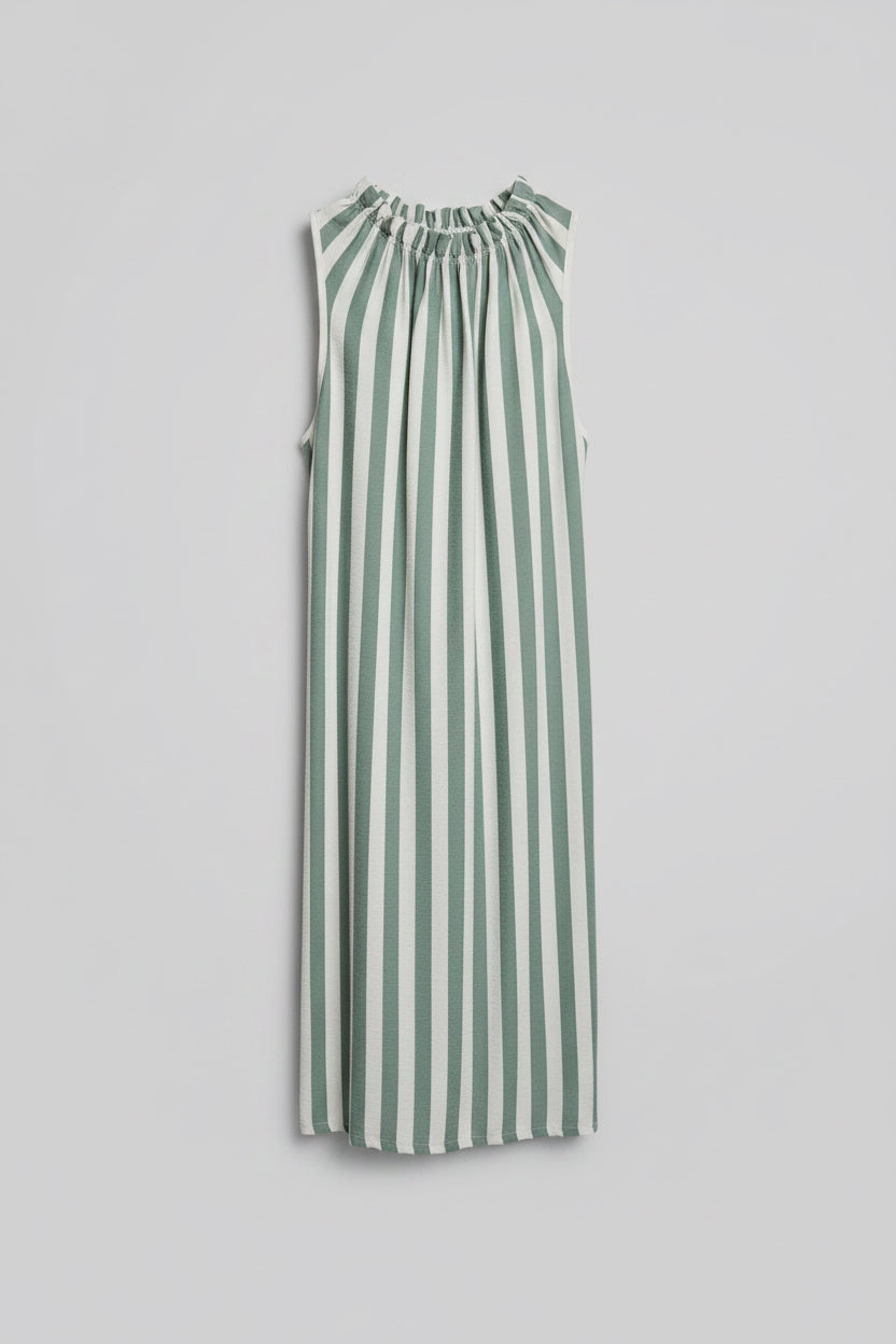 ALISON Stripe Ruffle Neck Dress