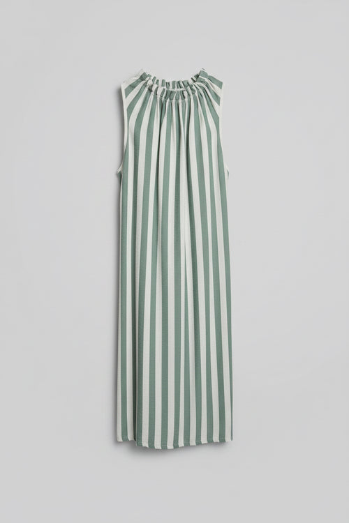ALISON Stripe Ruffle Neck Dress
