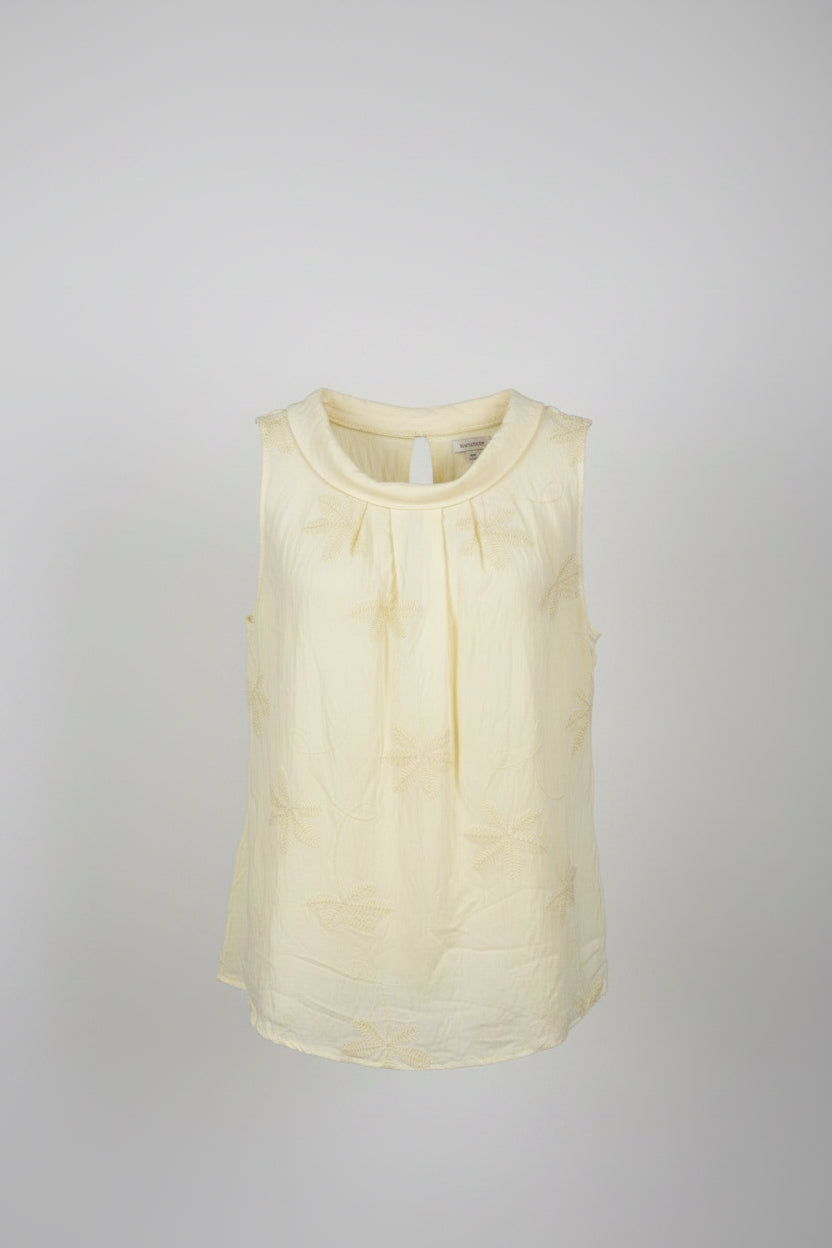LOUISE Appliqué Leaf Cut Out Back Sleeveless Top