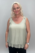 SAGE Silk Floaty Vest Top with Tie Shoulder Detail