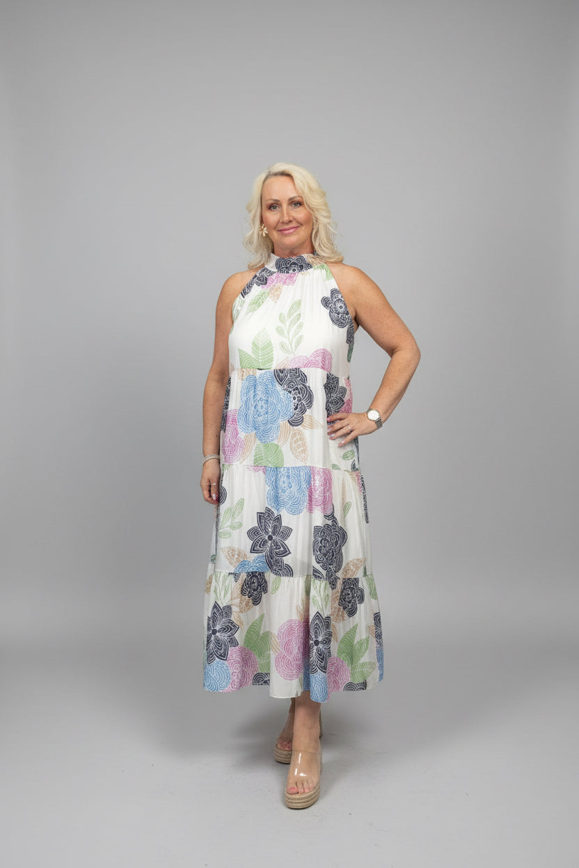 CAMILA Floral Halter Neck Maxi Dress