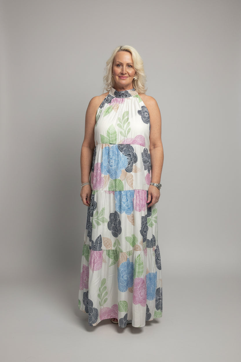 CAMILA Floral Halter Neck Maxi Dress