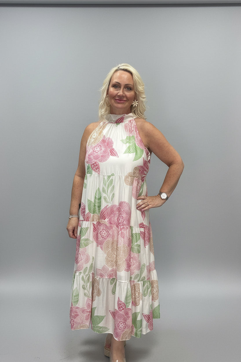 CAMILA Floral Halter Neck Maxi Dress
