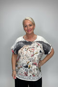 RIVIERA Coastal Print Boxy Short Sleeve Top
