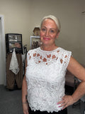 TWIGGY White Lace Embroidered Sleeveless Top