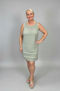 ALI Cotton Linen Mix Midi Straight Dress