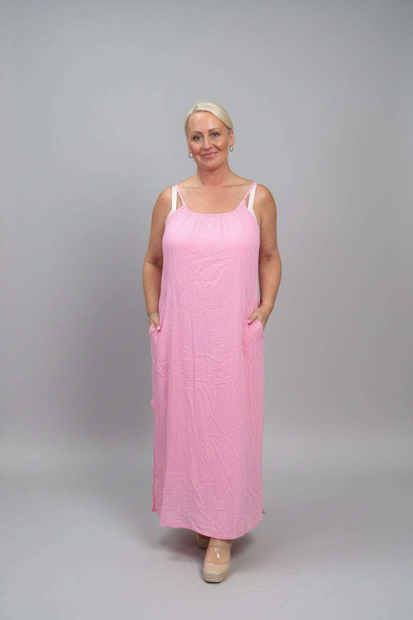 ZOLA Waffle Fabric Strappy Maxi Dress with Side Split