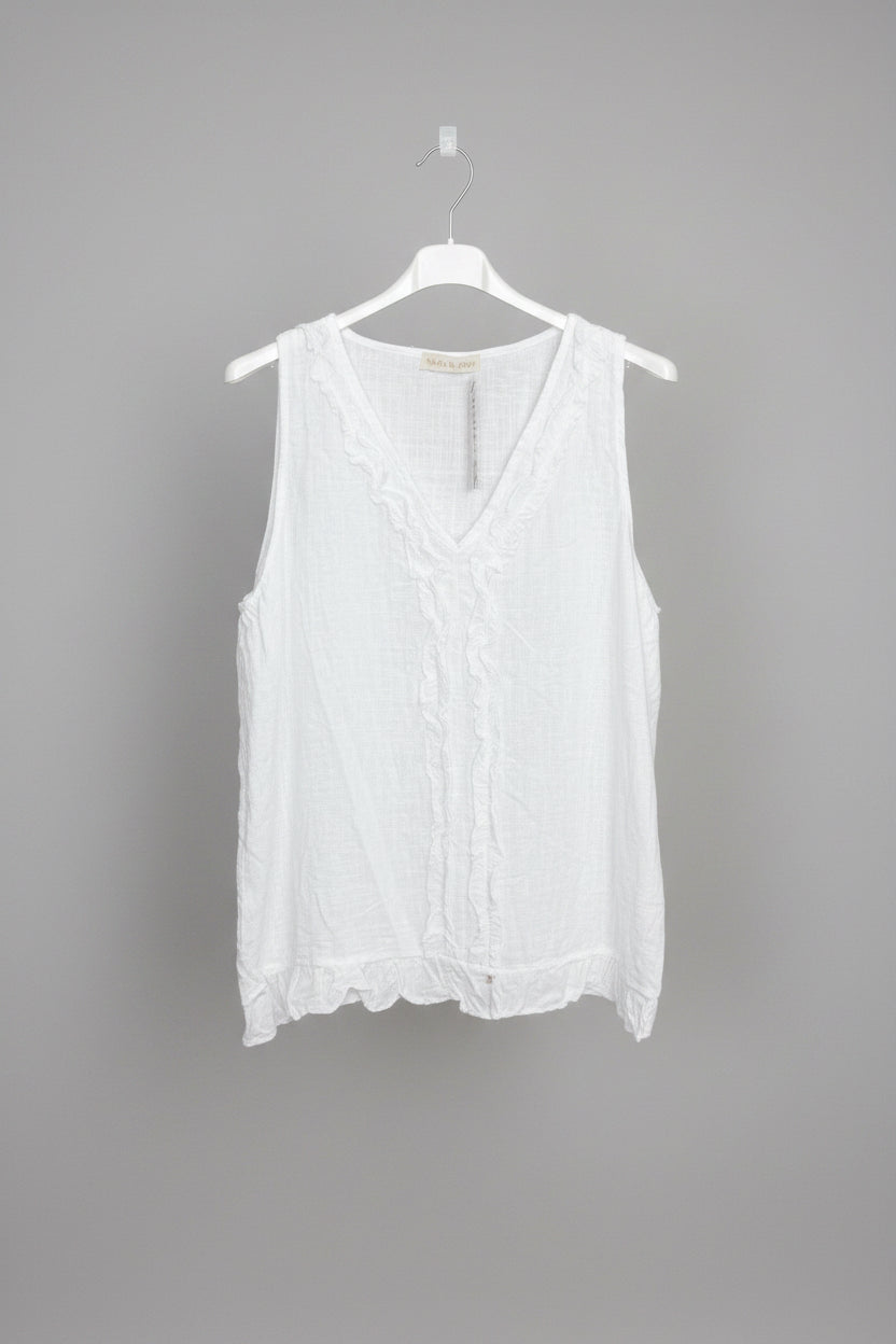 NIA Cotton Frill Detail Sleeveless Top