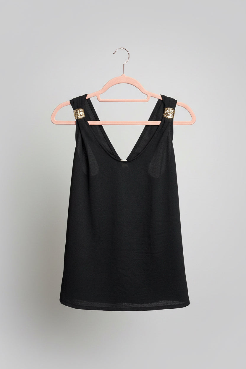 LINDA Lightweight Vest Top with Gold Hardware