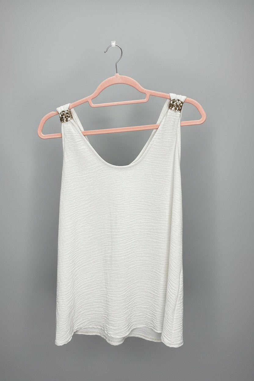 LINDA Lightweight Vest Top with Gold Hardware