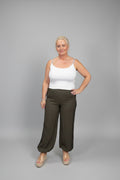 CILLA Lace Panel Cuffed Trousers with Elastic Waist