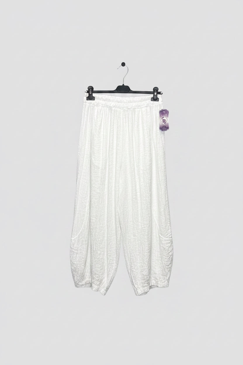 SKY Textured Barrel Trousers with Elastic Waist