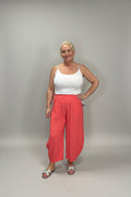 SKY Textured Barrel Trousers with Elastic Waist