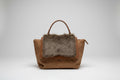 Caramel Textured Bag with Fur Detail