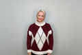 Berry Soft Knit Roll Neck Argyle Jumper