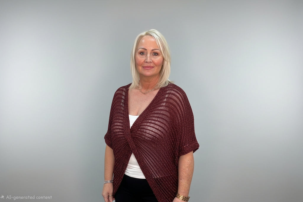 Berry Shimmer Crossover Knit Top