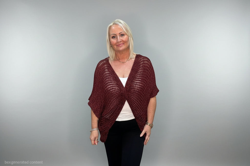Berry Shimmer Crossover Knit Top