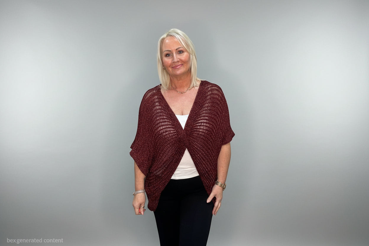 Berry Shimmer Crossover Knit Top