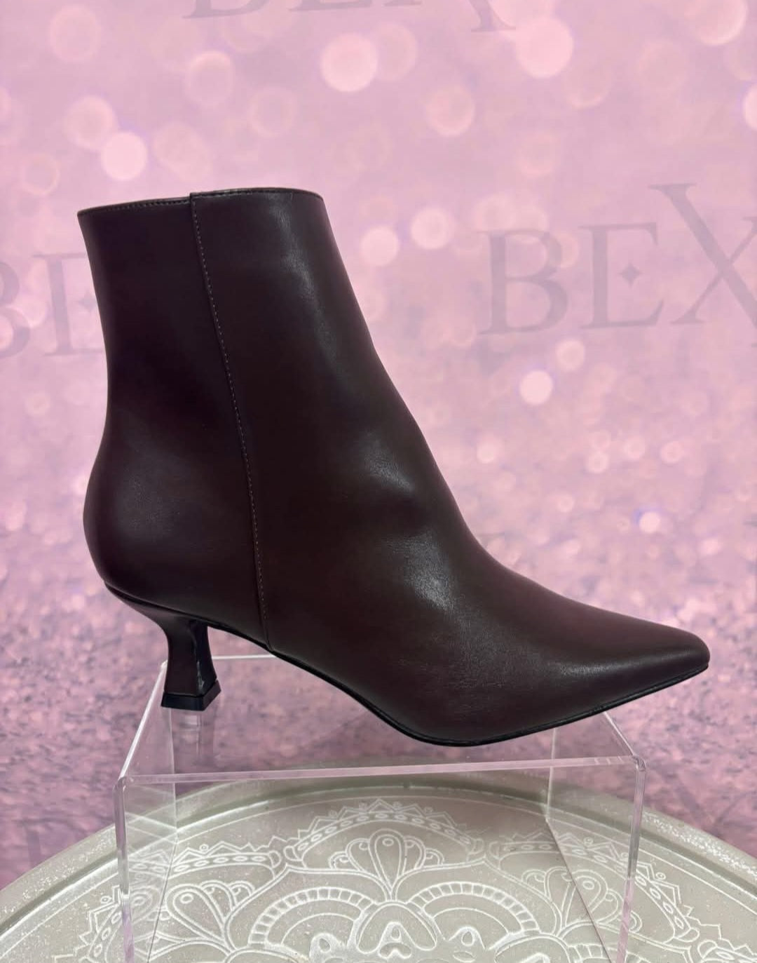 Chocolate Kitten Heel Boots