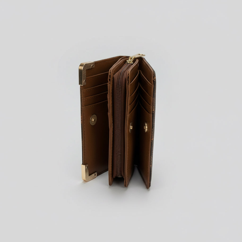 Chocolate & Bronze Purse with Gold Hardware